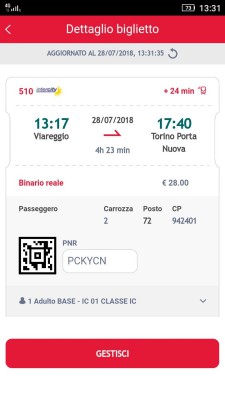 Applicazione per smartphone Trenitalia