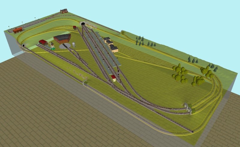 Progetto di linea singola con due cappi e piccola stazione di testa