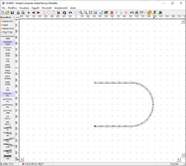 Aggiungiamo ora altri tre binari diritti