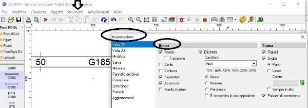 Binari aspetto standard