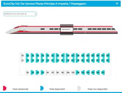 Interfaccia per la selezione del posto