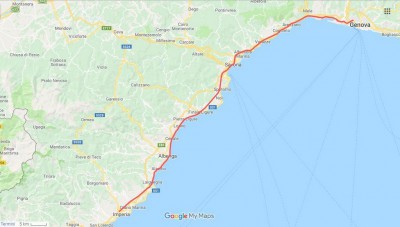 Itinerario a bordo del treno Thellò 142 Milano-Nizza tra Genova ed Imperia