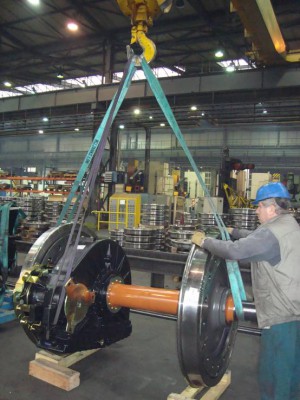 Una sala motrice con gruppo riduttore per locomotiva Siemens Vectron