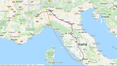 Itinerario del viaggio (1335 km)