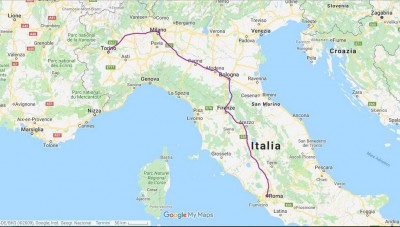 Itinerario tra Torino e Roma a bordo del treno Frecciarossa Torino-Napoli.