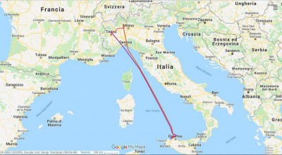 Itinerario del viaggio (2095 km)