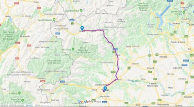 Itinerario tra Torino ed Aosta treno bimodale BTR 813