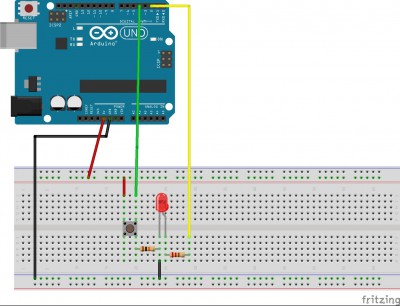 Breadboard pulsante NA e LED