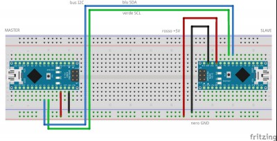 Collegamento I2C tra due Arduino NANO