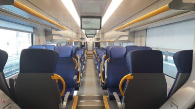 Interni treno Alstom Coradia Smart nella versione &quot;Pop&quot; Trenitalia.