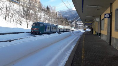 Treno Regionale Fossano-Limone in stazione a Limone Piemonte