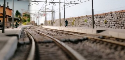 La piccola vecchia signora, che cammina sulla banchina di Roccafredda.
