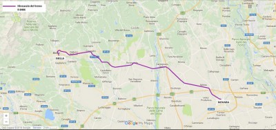 Percorso dal Novara a Biella.