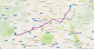 Itinerario del bus 1141 da Torino a Piossasco.