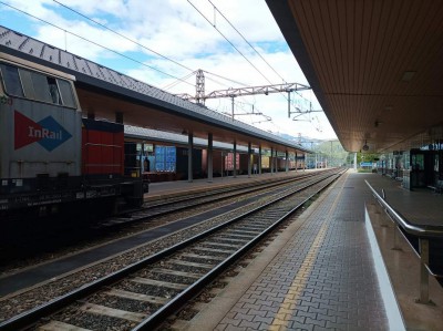 Stazione di Tarvisio Boscoverde. La stazione è usata principalmente dai treni merci.