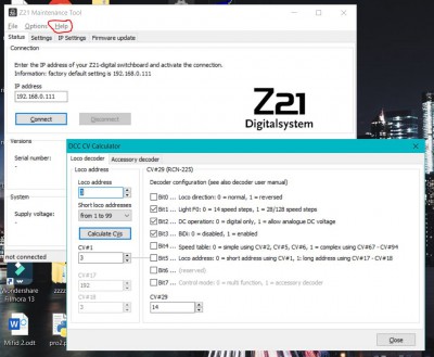 Calcolatore CV29 - Z21 Maintenance Tool
